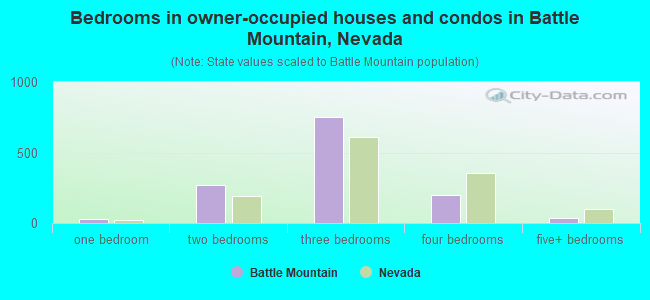 Bedrooms in owner-occupied houses and condos in Battle Mountain, Nevada