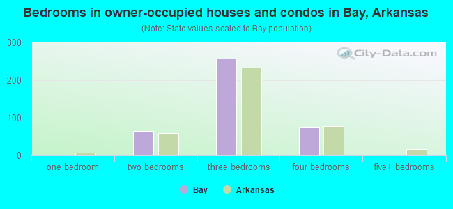Bedrooms in owner-occupied houses and condos in Bay, Arkansas