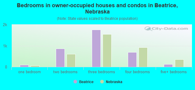 Bedrooms in owner-occupied houses and condos in Beatrice, Nebraska