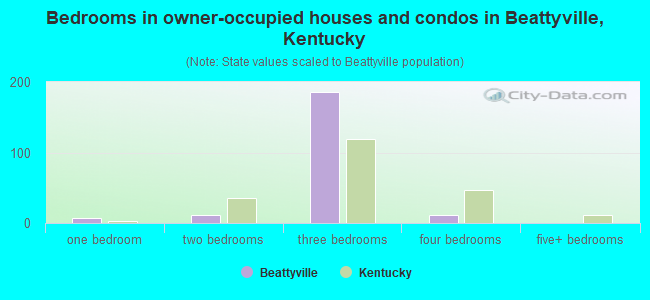 Bedrooms in owner-occupied houses and condos in Beattyville, Kentucky