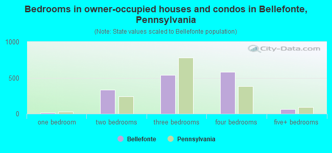 Bedrooms in owner-occupied houses and condos in Bellefonte, Pennsylvania