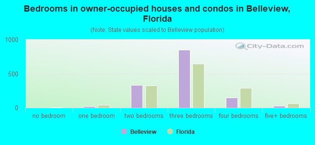 Bedrooms in owner-occupied houses and condos in Belleview, Florida