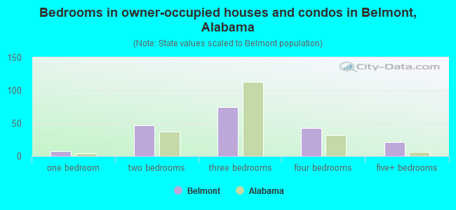 Bedrooms in owner-occupied houses and condos in Belmont, Alabama