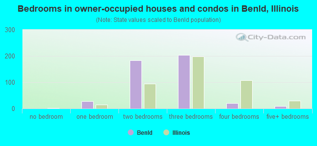 Bedrooms in owner-occupied houses and condos in Benld, Illinois