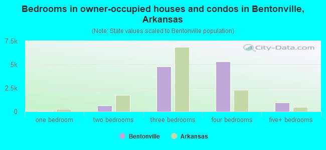Bedrooms in owner-occupied houses and condos in Bentonville, Arkansas
