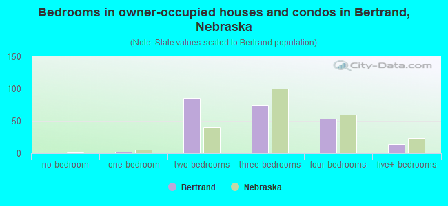 Bedrooms in owner-occupied houses and condos in Bertrand, Nebraska