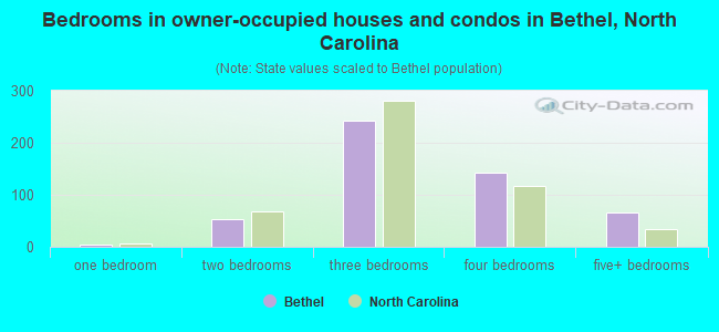 Bedrooms in owner-occupied houses and condos in Bethel, North Carolina