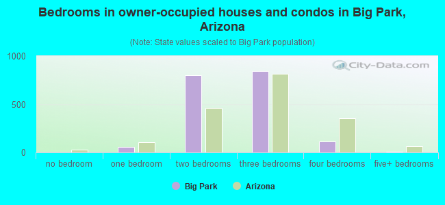 Bedrooms in owner-occupied houses and condos in Big Park, Arizona