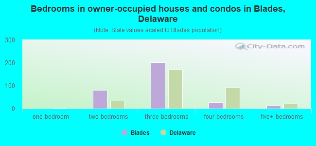 Bedrooms in owner-occupied houses and condos in Blades, Delaware