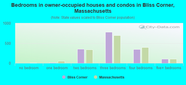 Bedrooms in owner-occupied houses and condos in Bliss Corner, Massachusetts