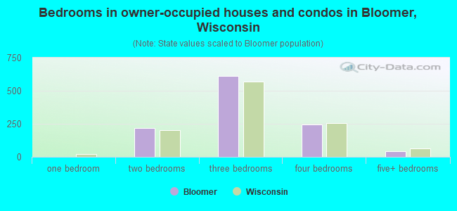 Bedrooms in owner-occupied houses and condos in Bloomer, Wisconsin