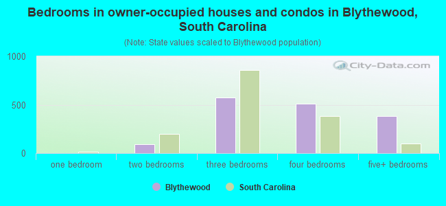 Bedrooms in owner-occupied houses and condos in Blythewood, South Carolina