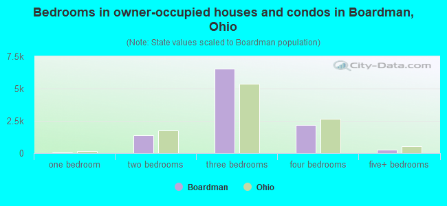 Bedrooms in owner-occupied houses and condos in Boardman, Ohio