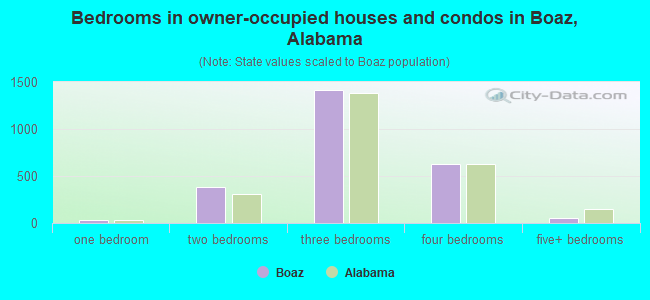 Bedrooms in owner-occupied houses and condos in Boaz, Alabama