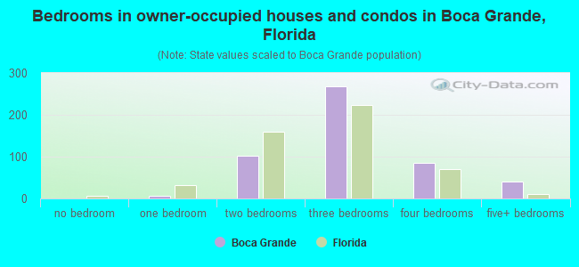 Bedrooms in owner-occupied houses and condos in Boca Grande, Florida