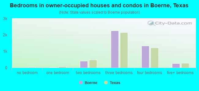 Bedrooms in owner-occupied houses and condos in Boerne, Texas