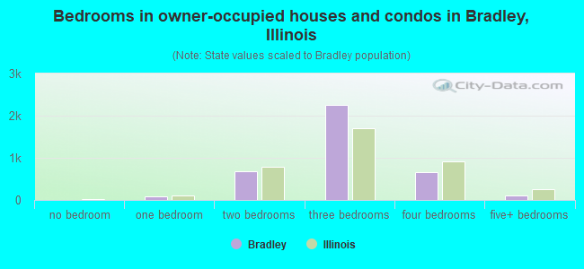 Bedrooms in owner-occupied houses and condos in Bradley, Illinois