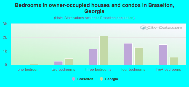 Bedrooms in owner-occupied houses and condos in Braselton, Georgia