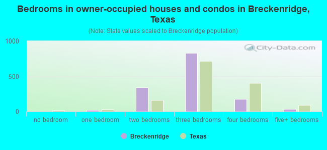 Bedrooms in owner-occupied houses and condos in Breckenridge, Texas