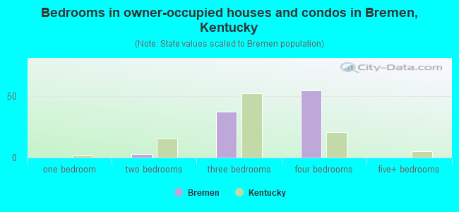 Bedrooms in owner-occupied houses and condos in Bremen, Kentucky