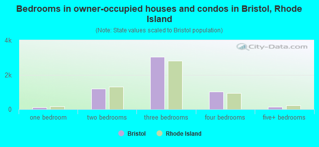 Bedrooms in owner-occupied houses and condos in Bristol, Rhode Island
