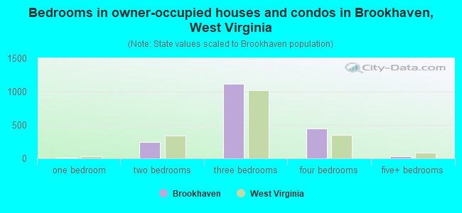 Bedrooms in owner-occupied houses and condos in Brookhaven, West Virginia