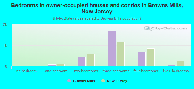 Bedrooms in owner-occupied houses and condos in Browns Mills, New Jersey