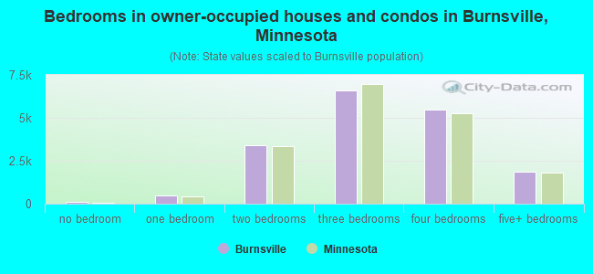 Bedrooms in owner-occupied houses and condos in Burnsville, Minnesota