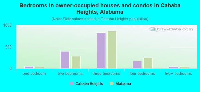 Bedrooms in owner-occupied houses and condos in Cahaba Heights, Alabama