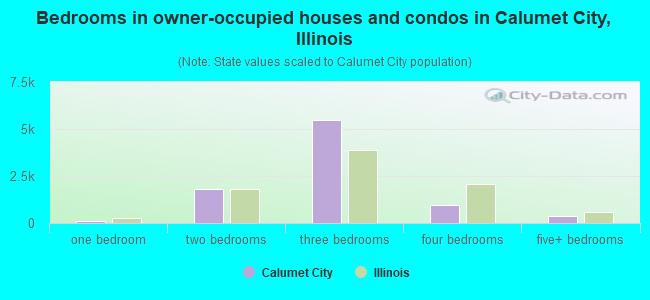 Bedrooms in owner-occupied houses and condos in Calumet City, Illinois