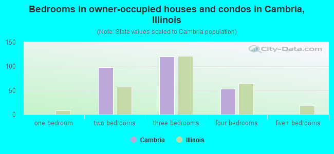 Bedrooms in owner-occupied houses and condos in Cambria, Illinois