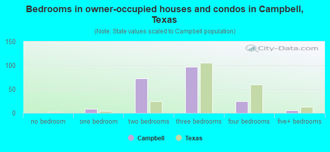 Bedrooms in owner-occupied houses and condos in Campbell, Texas