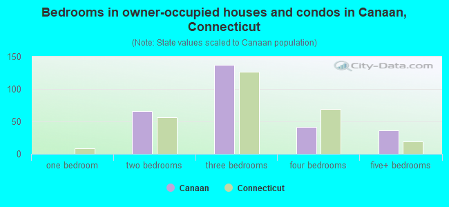 Bedrooms in owner-occupied houses and condos in Canaan, Connecticut