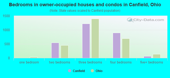 Bedrooms in owner-occupied houses and condos in Canfield, Ohio
