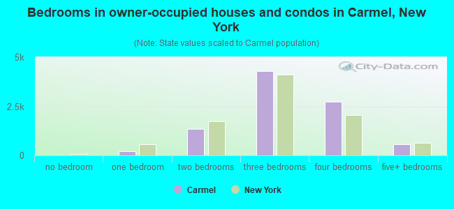 Bedrooms in owner-occupied houses and condos in Carmel, New York