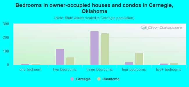 Bedrooms in owner-occupied houses and condos in Carnegie, Oklahoma