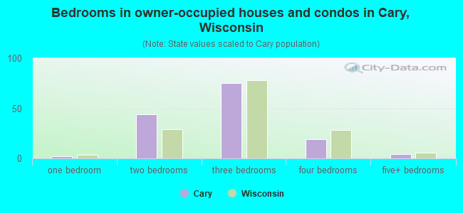 Bedrooms in owner-occupied houses and condos in Cary, Wisconsin
