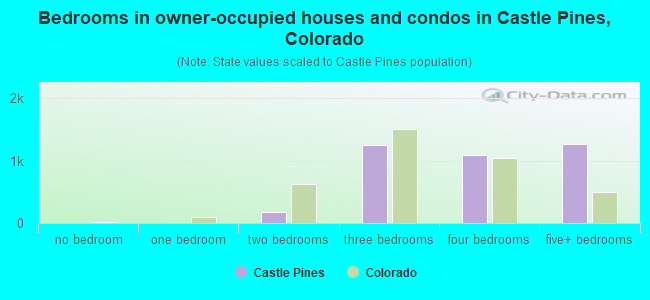Bedrooms in owner-occupied houses and condos in Castle Pines, Colorado