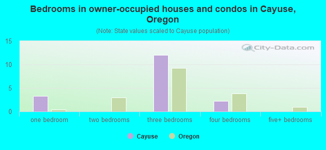 Bedrooms in owner-occupied houses and condos in Cayuse, Oregon