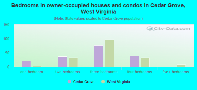 Bedrooms in owner-occupied houses and condos in Cedar Grove, West Virginia