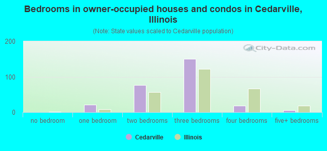 Bedrooms in owner-occupied houses and condos in Cedarville, Illinois