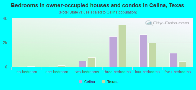 Bedrooms in owner-occupied houses and condos in Celina, Texas