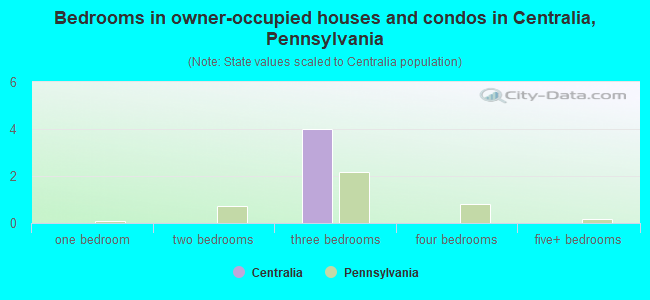 Bedrooms in owner-occupied houses and condos in Centralia, Pennsylvania