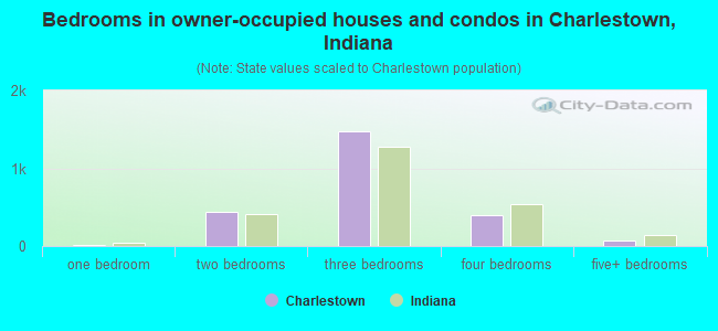 Bedrooms in owner-occupied houses and condos in Charlestown, Indiana