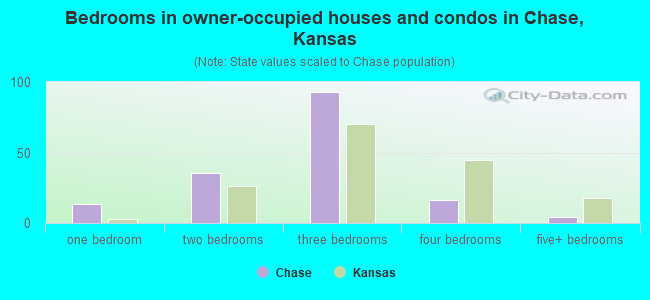 Bedrooms in owner-occupied houses and condos in Chase, Kansas