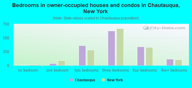 Bedrooms in owner-occupied houses and condos in Chautauqua, New York