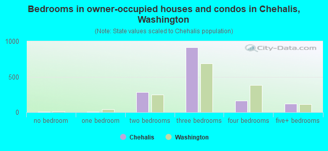 Bedrooms in owner-occupied houses and condos in Chehalis, Washington
