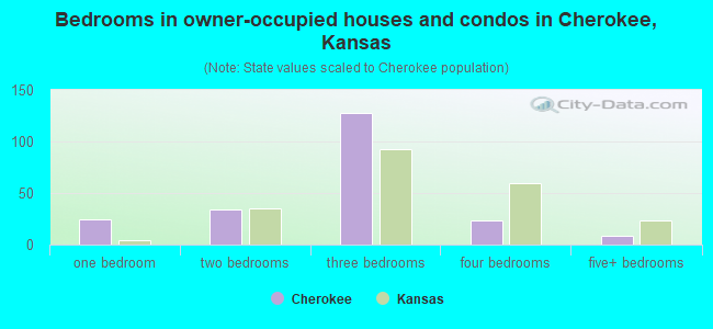 Bedrooms in owner-occupied houses and condos in Cherokee, Kansas