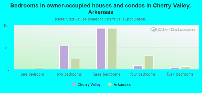 Bedrooms in owner-occupied houses and condos in Cherry Valley, Arkansas