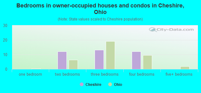Bedrooms in owner-occupied houses and condos in Cheshire, Ohio